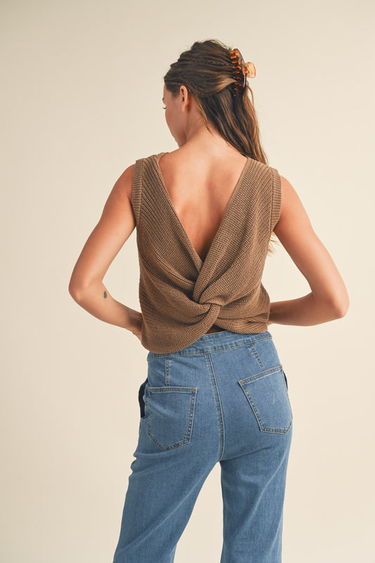 Twisted Detail on Back Knit Top